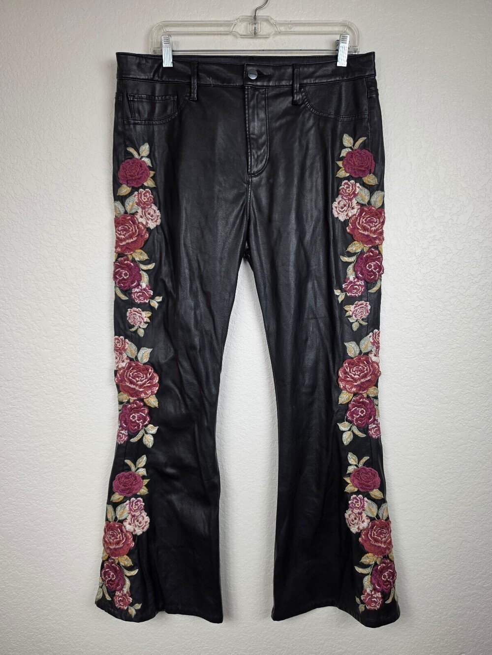 Driftwood Farrah Black Faux Leather Floral Pants